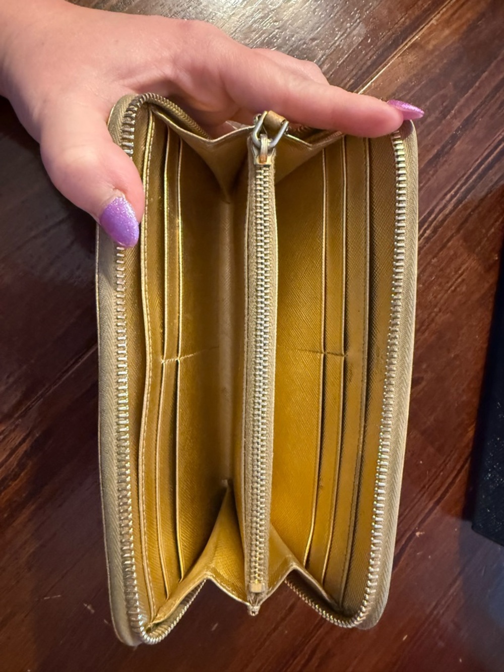 Prada Saffiano Platino Gold Zip-Around Wallet - Picture 6 of 10